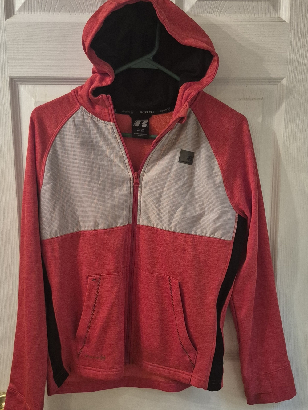 Russell Dri-Power 360 Full Zip Hoodie Red Grey Black XL (14-16)